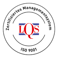 LQS Logo. Zertifiziertes Managementsystem ISO 9001